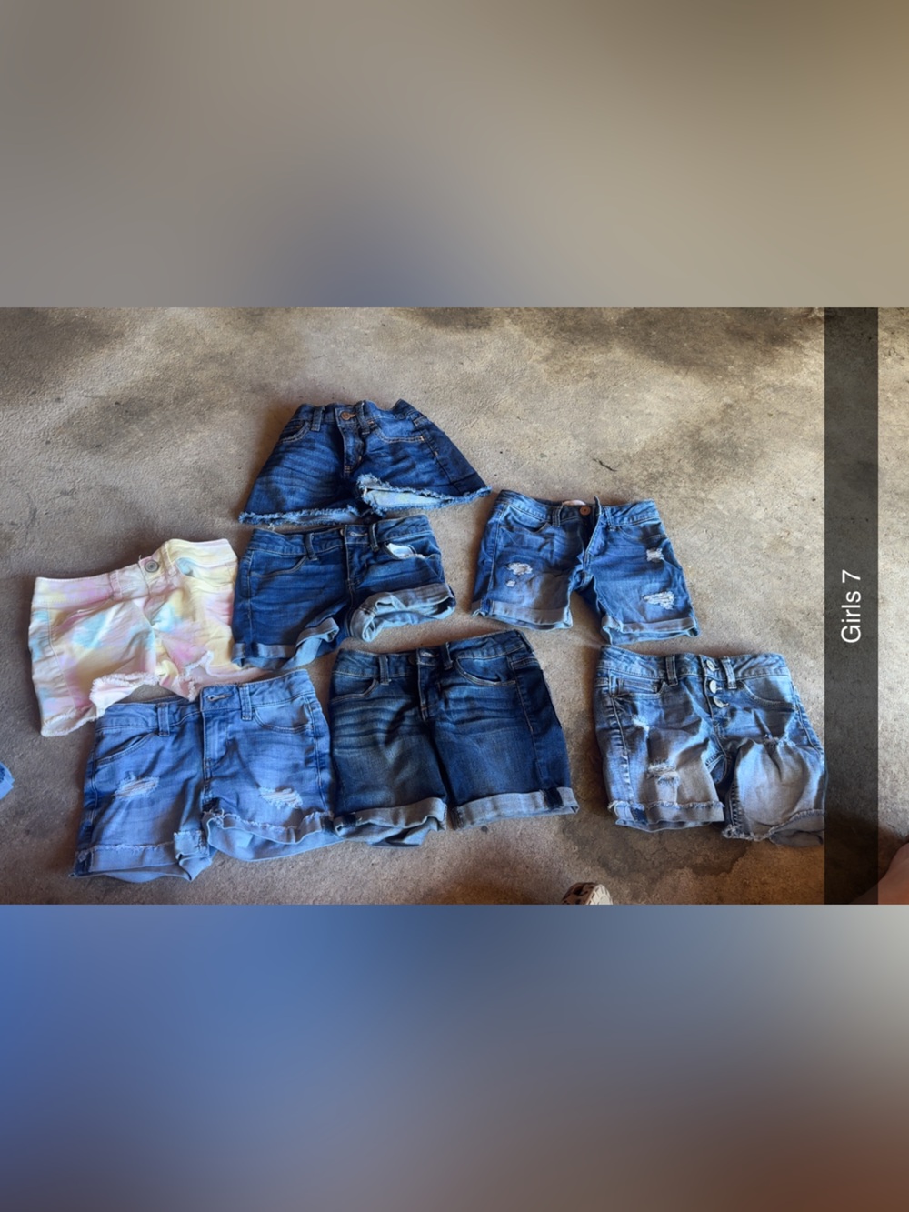 Lot of Distressed Denim Shorts + Pastel Tie-Dye Short